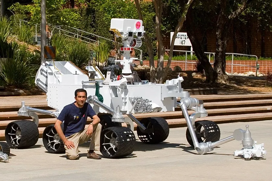 Rajeev with Mars rover Curiosity